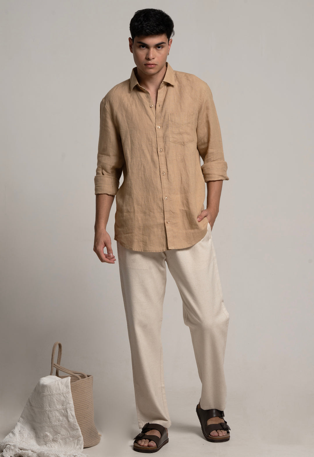 Classic 100% Linen Shirt - KHAKHI