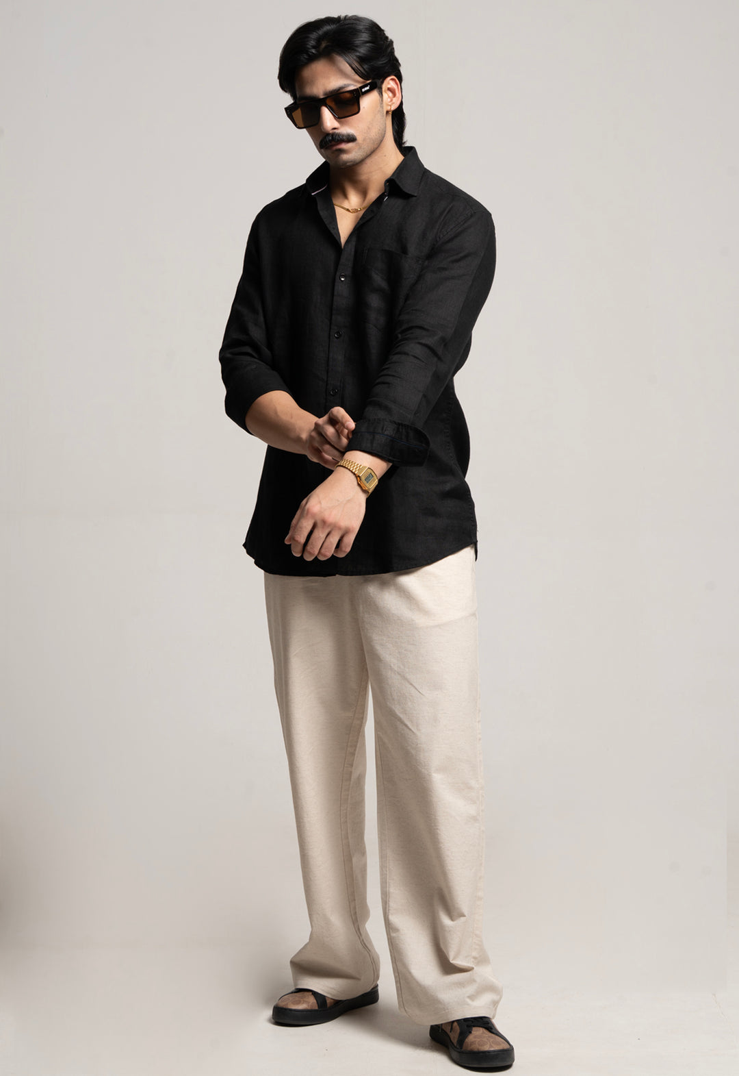 Classic 100% Linen Shirt - Black