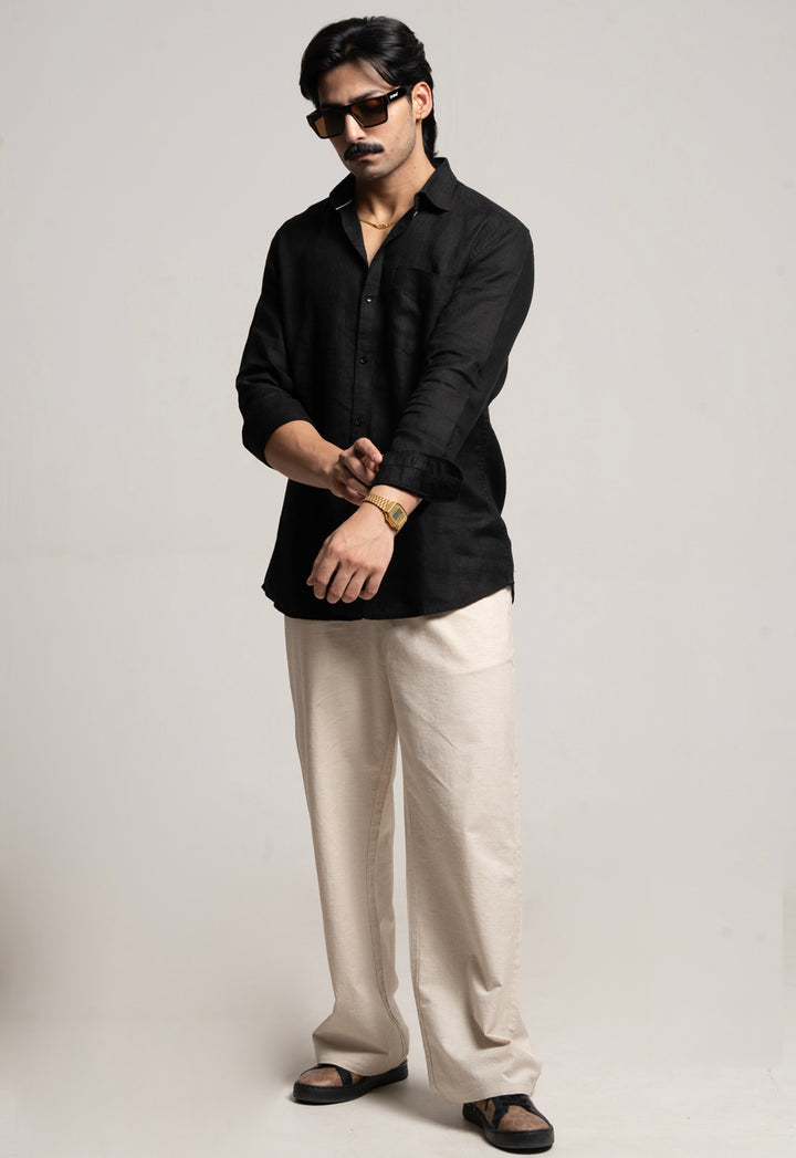 Classic 100% Linen Shirt - Black