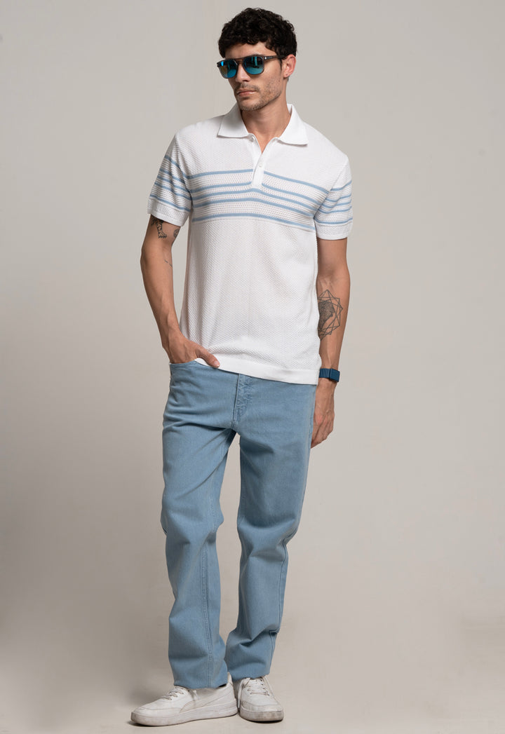White Comfort Knit Polo T-Shirt