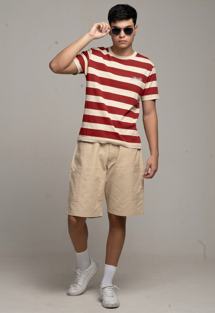 Regular Fit striper T-shirt - Beige