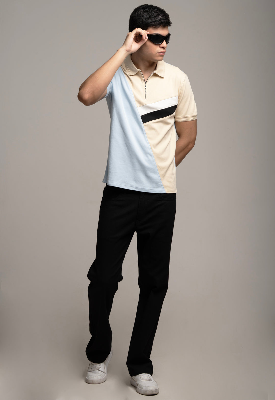 Color-Block Polo Tee – SKY