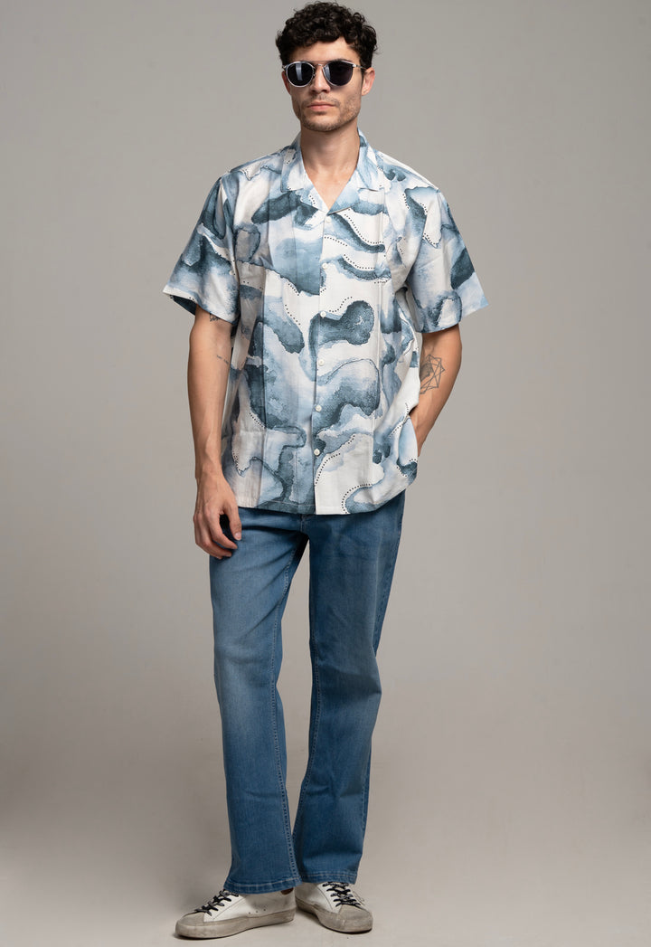 Casual Abstract Printed Shirt – Blue