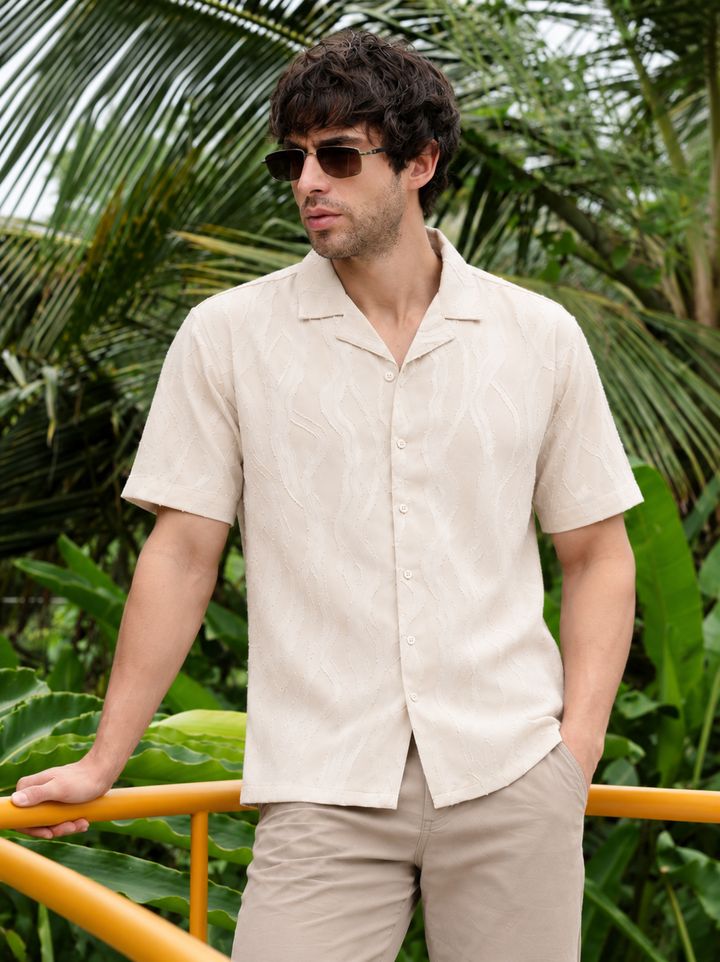 sportking men texture casual half sleeve shirt wear by model