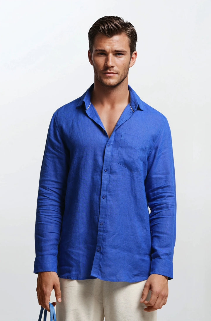 Classic 100% Linen Shirt - ROYAL BLUE