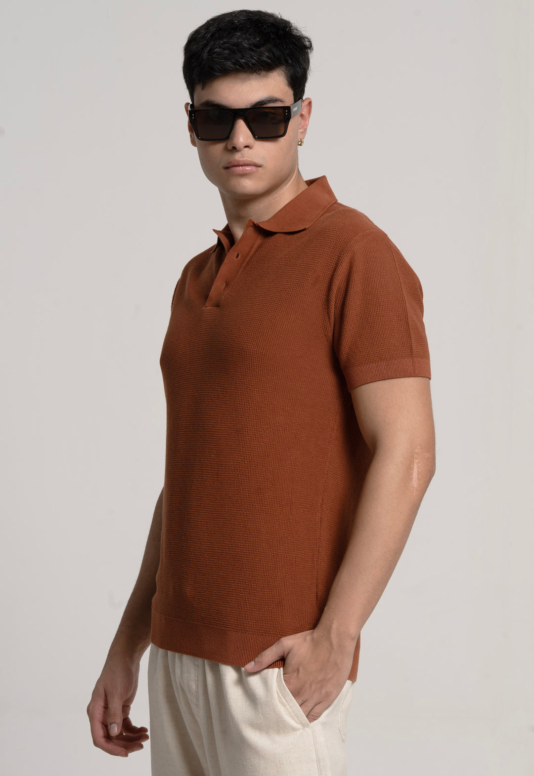KNITTED COTTON POLO - MUSTRAD
