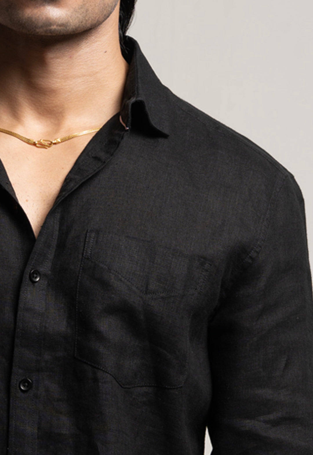 Classic 100% Linen Shirt - Black