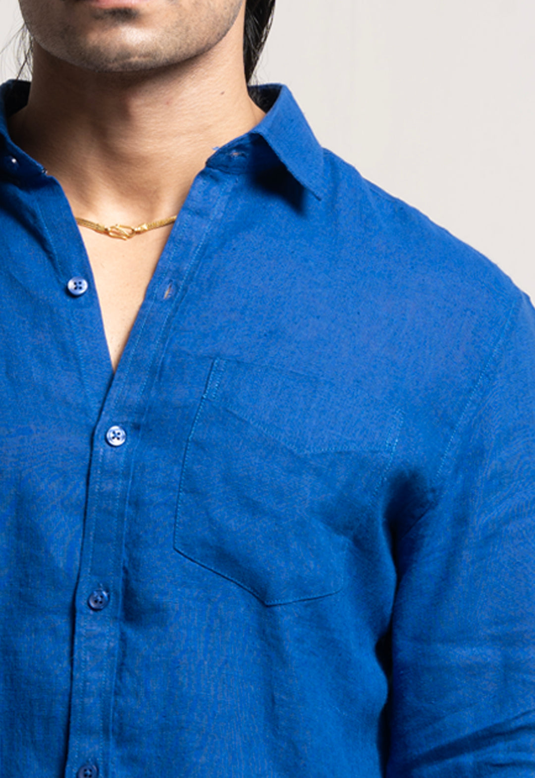 Classic 100% Linen Shirt - ROYAL BLUE