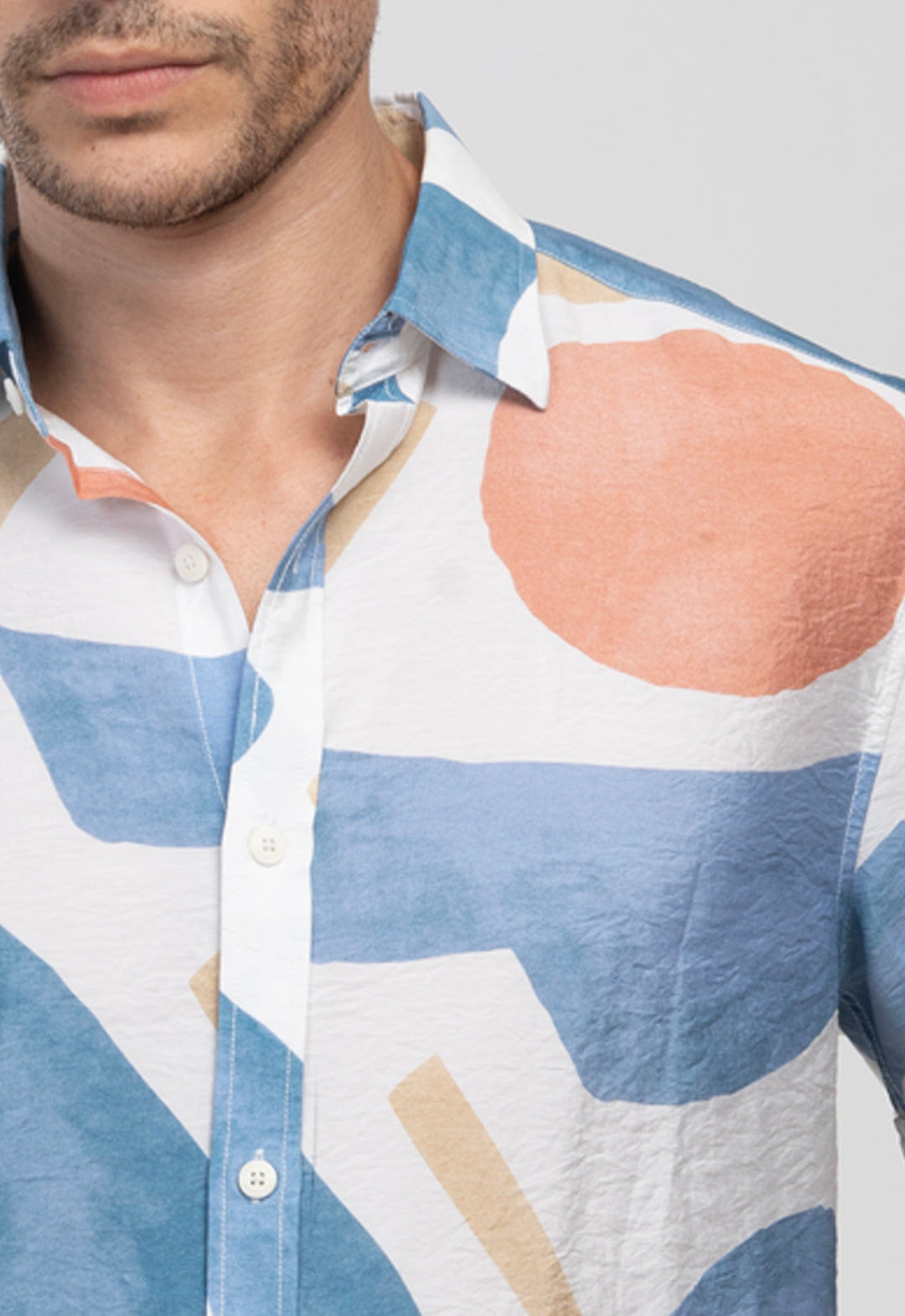 Abstract Print Short-Sleeve Shirt - Blue