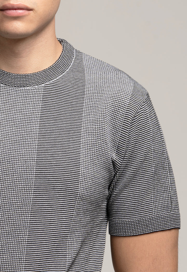 Knitted Cotton T-Shirt - Grey