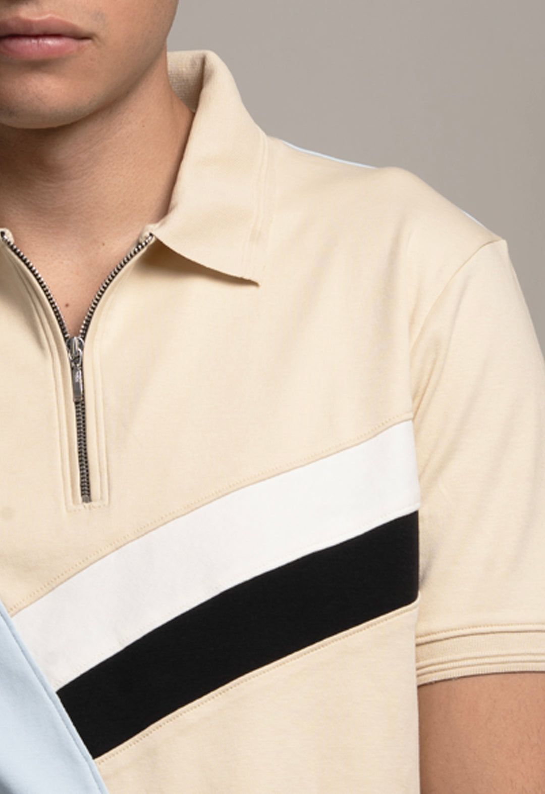 Color-Block Polo Tee – SKY