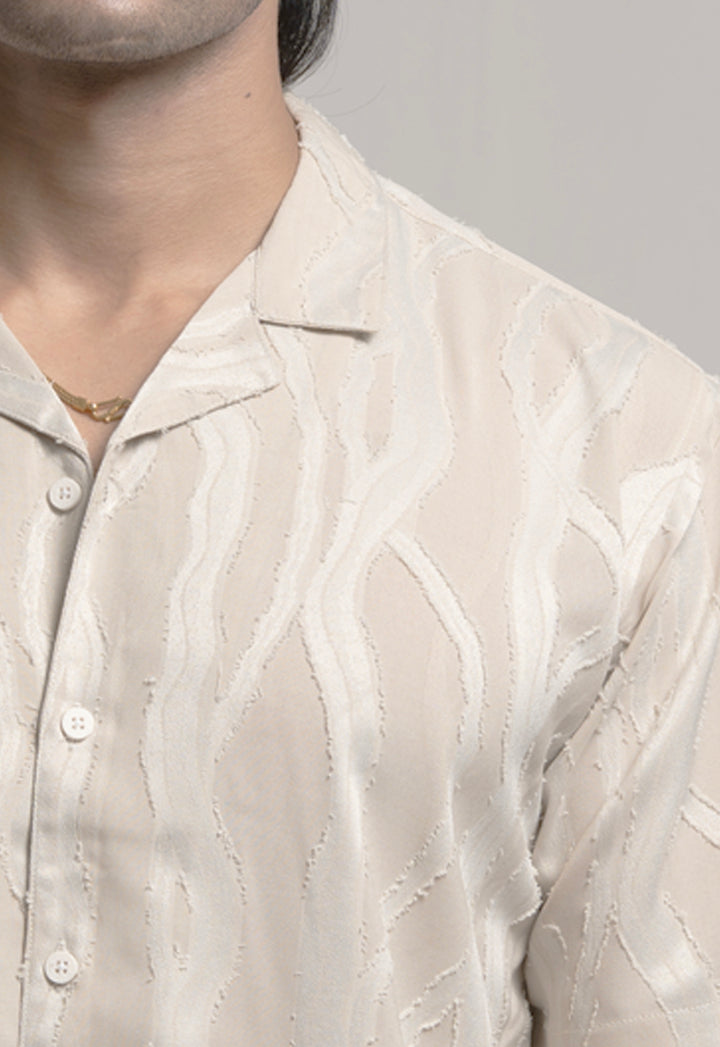 Textured Shirt for Men - Beige