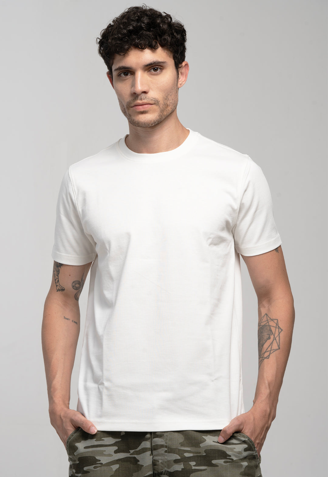 REGULAR FIT COTTON T-SHIRT - OFFWHITE