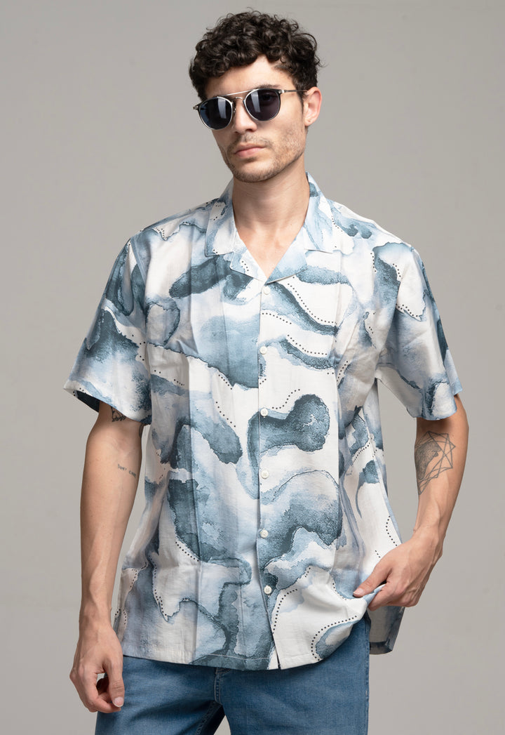 Casual Abstract Printed Shirt – Blue