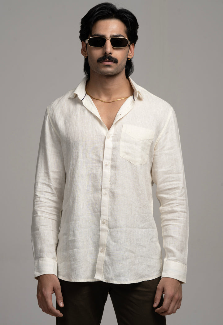 Classic 100% Linen Shirt - Off White