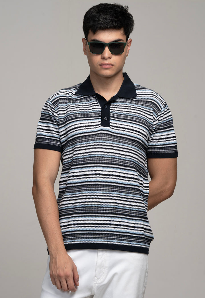 Classic Navy Knitted Polo T-Shirt
