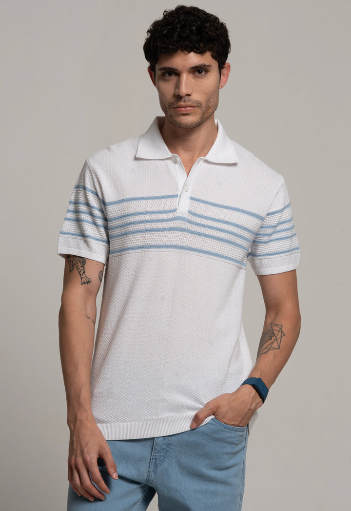 White Comfort Knit Polo T-Shirt
