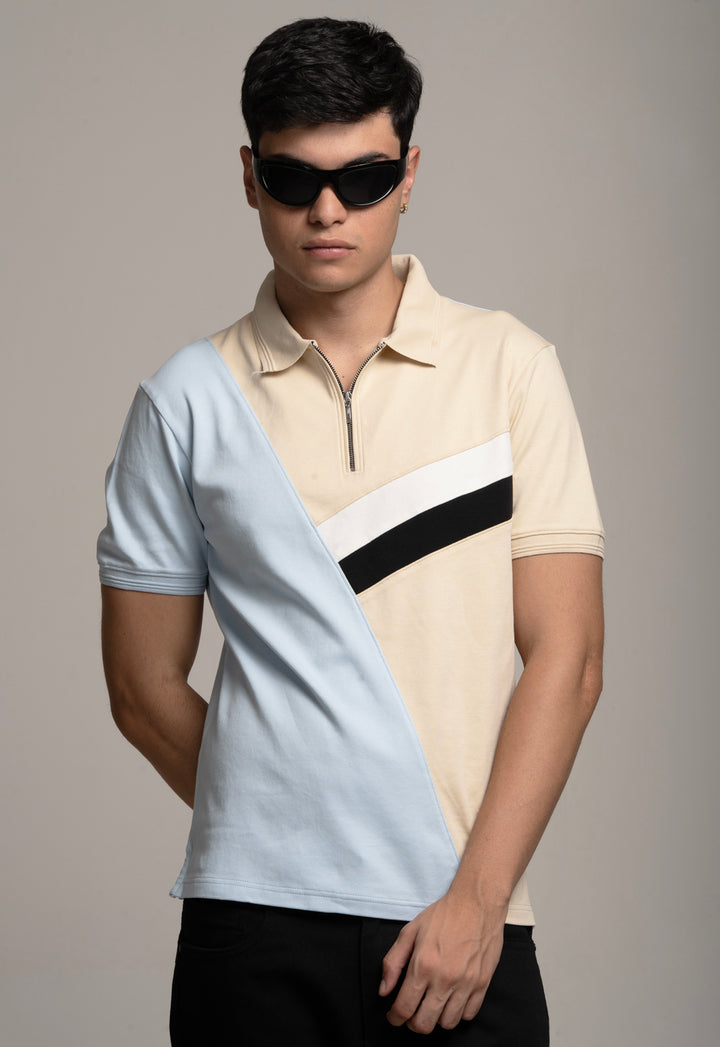 Color-Block Polo Tee – SKY
