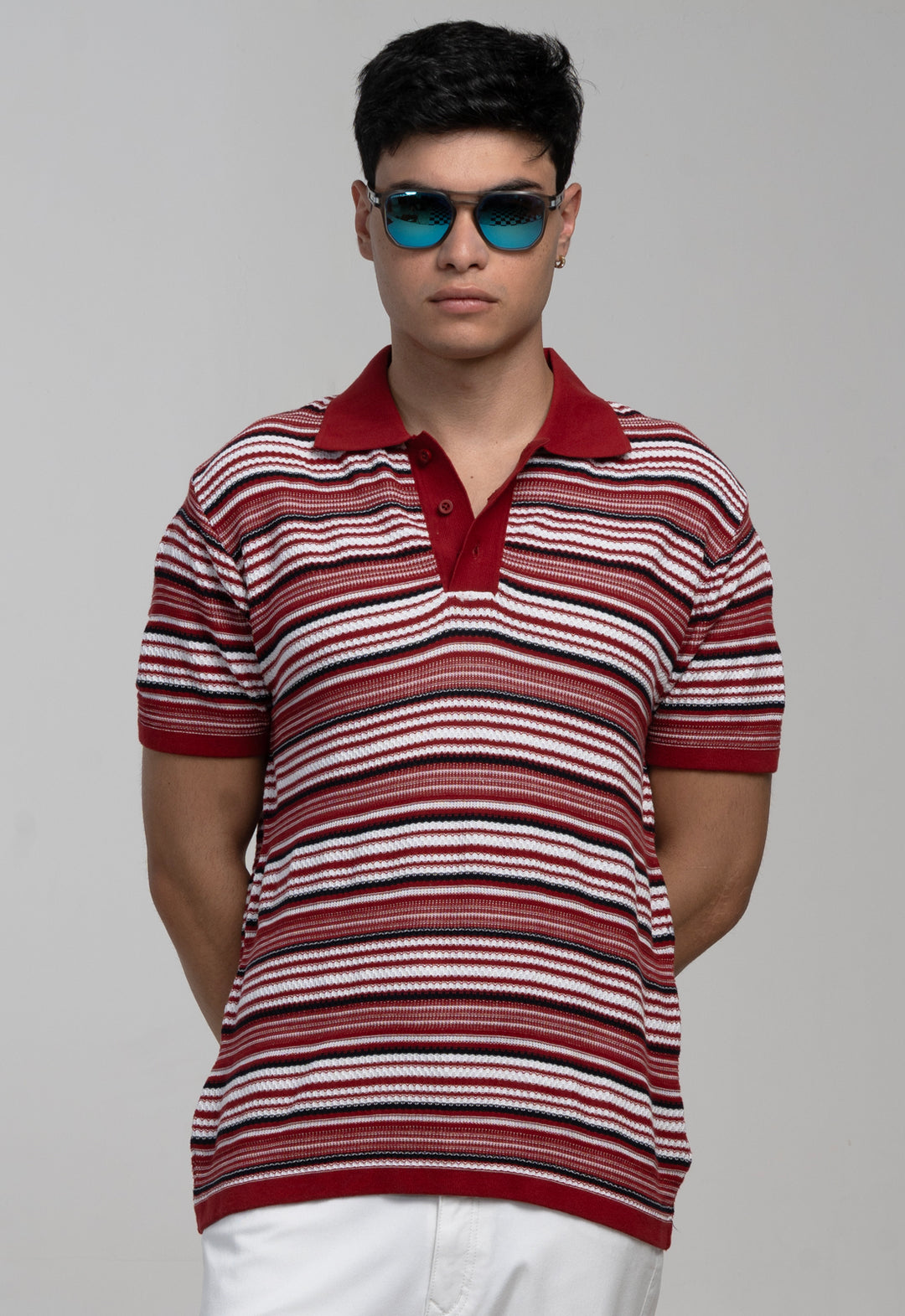 Classic Red Knitted Polo T-Shirt