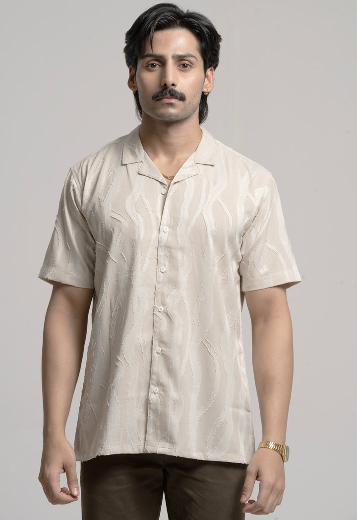 Textured Shirt for Men - Beige