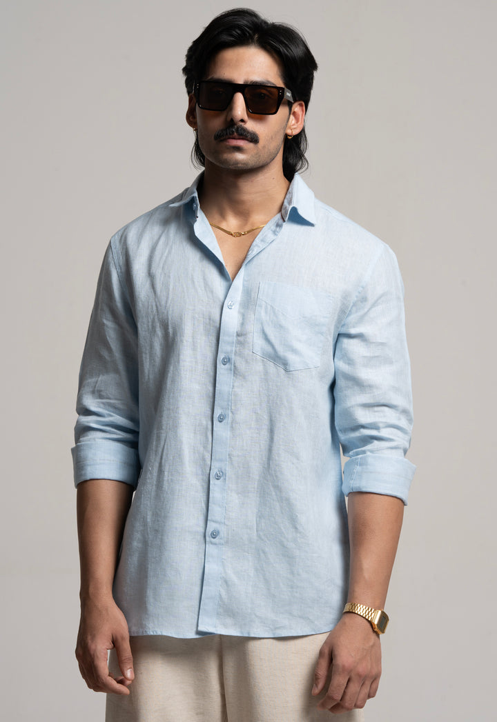 Classic 100% Linen Shirt - SKY