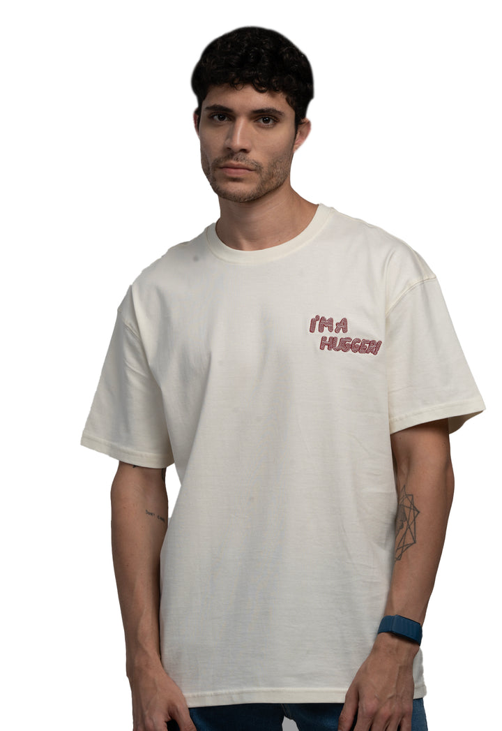 OVERSIZED BACK PRINT GRAPHIC T-SHIRT - CREAM
