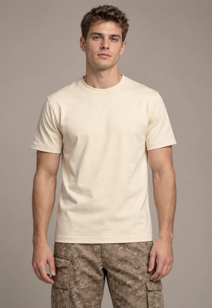 BASIC REGULAR FIT T-SHIRT - BEIGE