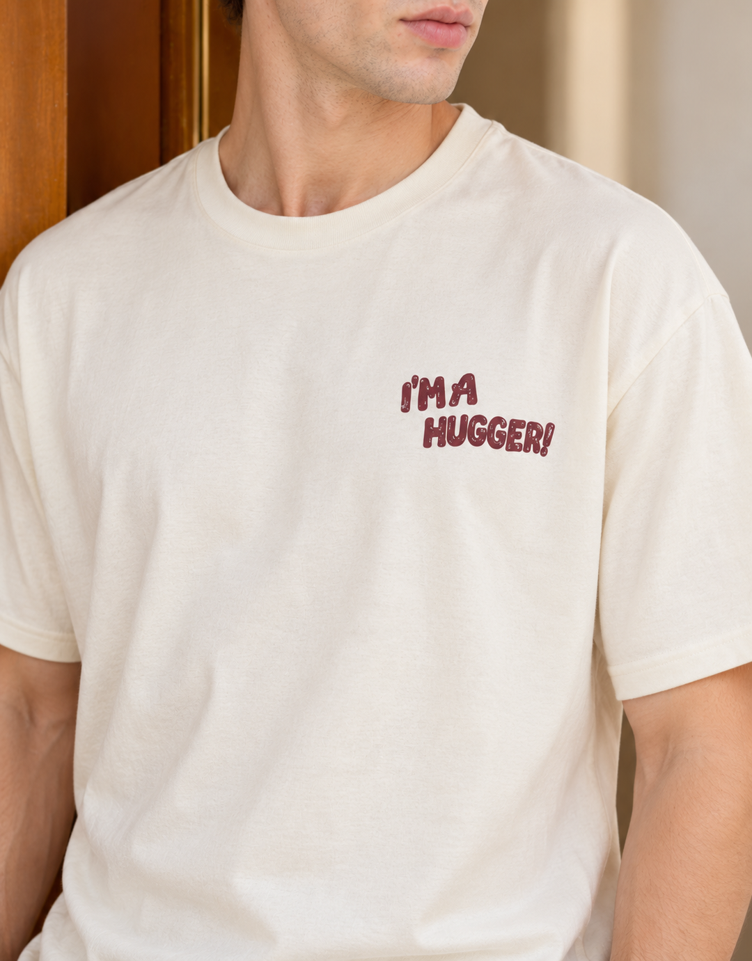 Graphic Drop Shoulder T-Shirt - BEIGE