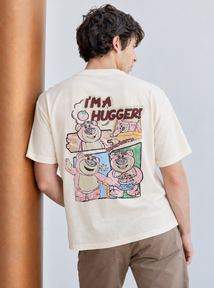 Graphic Drop Shoulder T-Shirt - BEIGE
