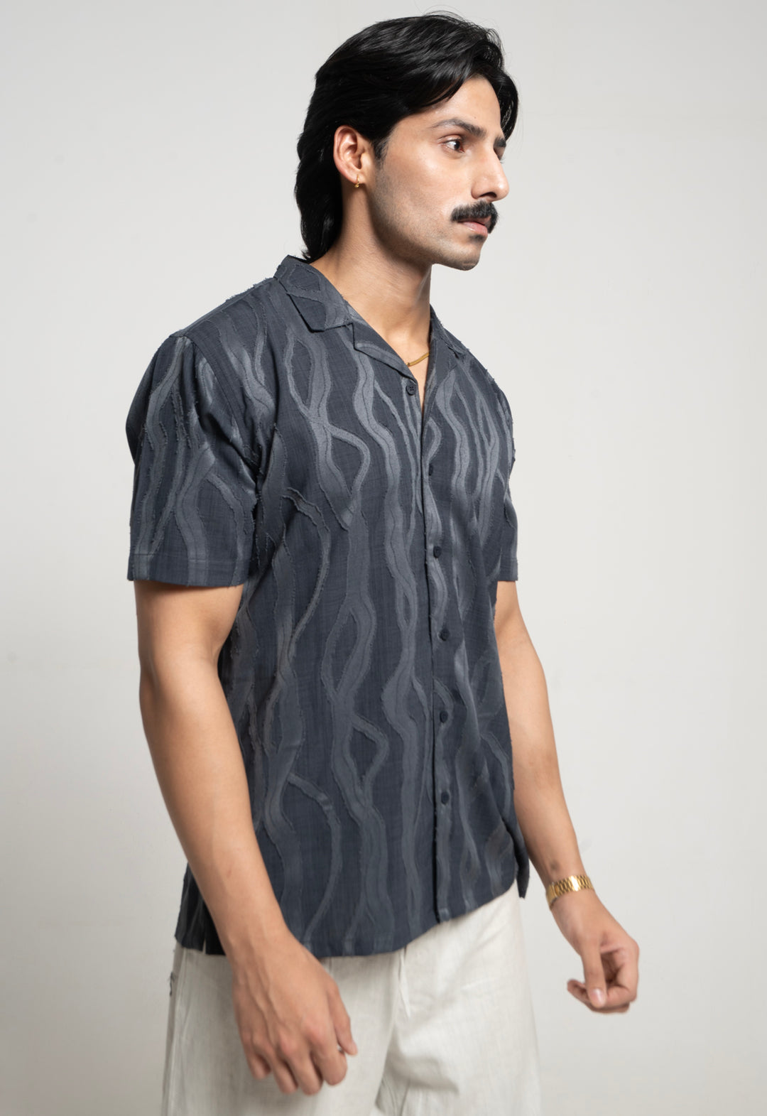 Textured Shirt for Men - Anthra