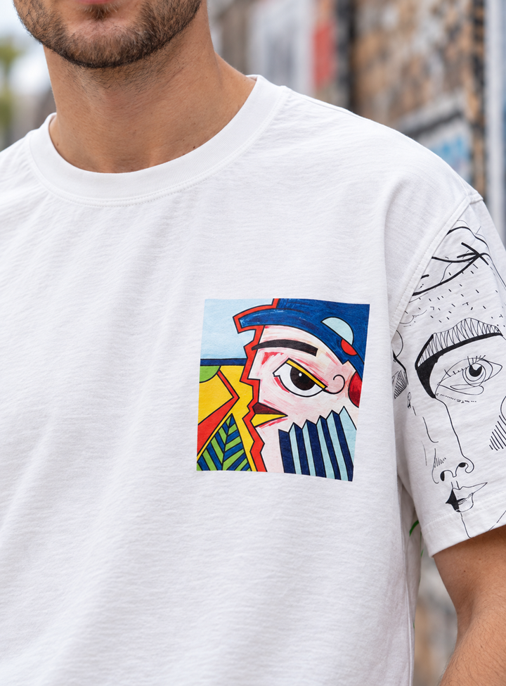 Graphic Drop Shoulder T-Shirt - Off White