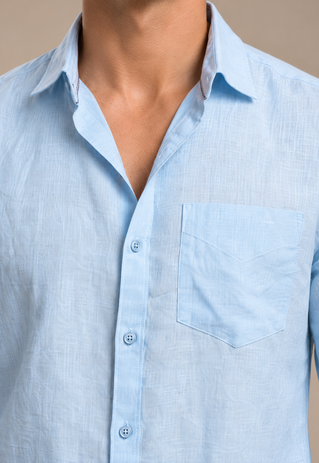 Classic 100% Linen Shirt – Sky