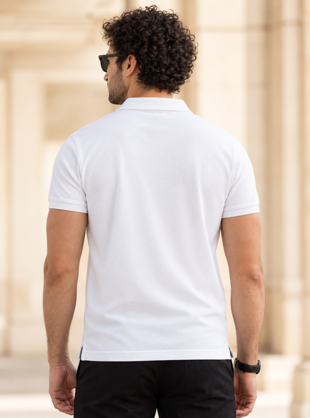 Contrast Cotton Polo Shirt – Off white