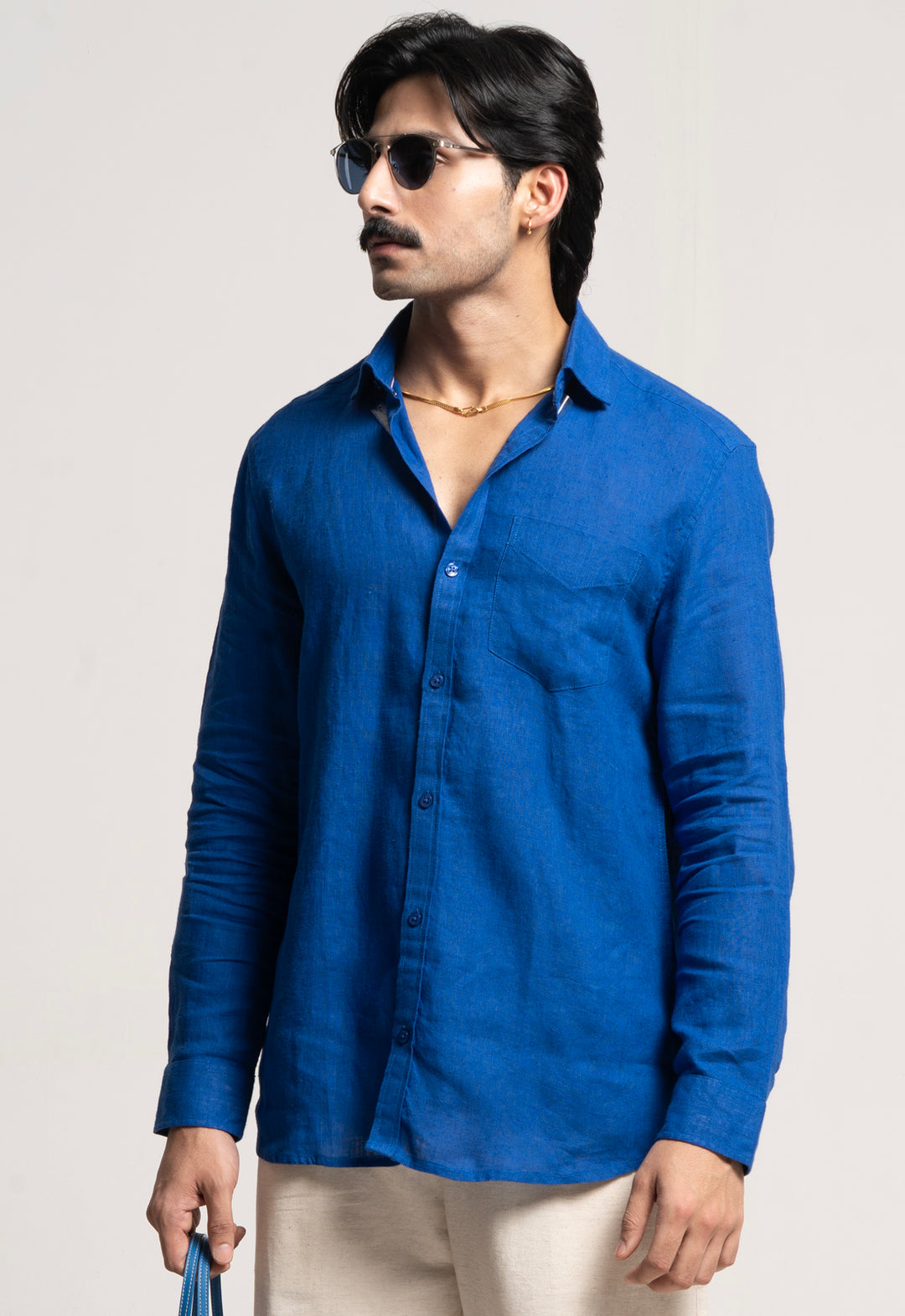 Classic 100% Linen Shirt - ROYAL BLUE