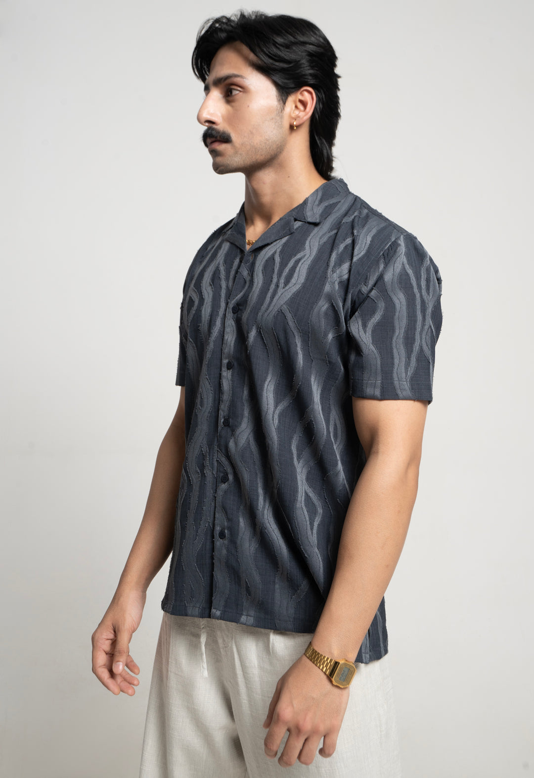 Textured Shirt for Men - Anthra