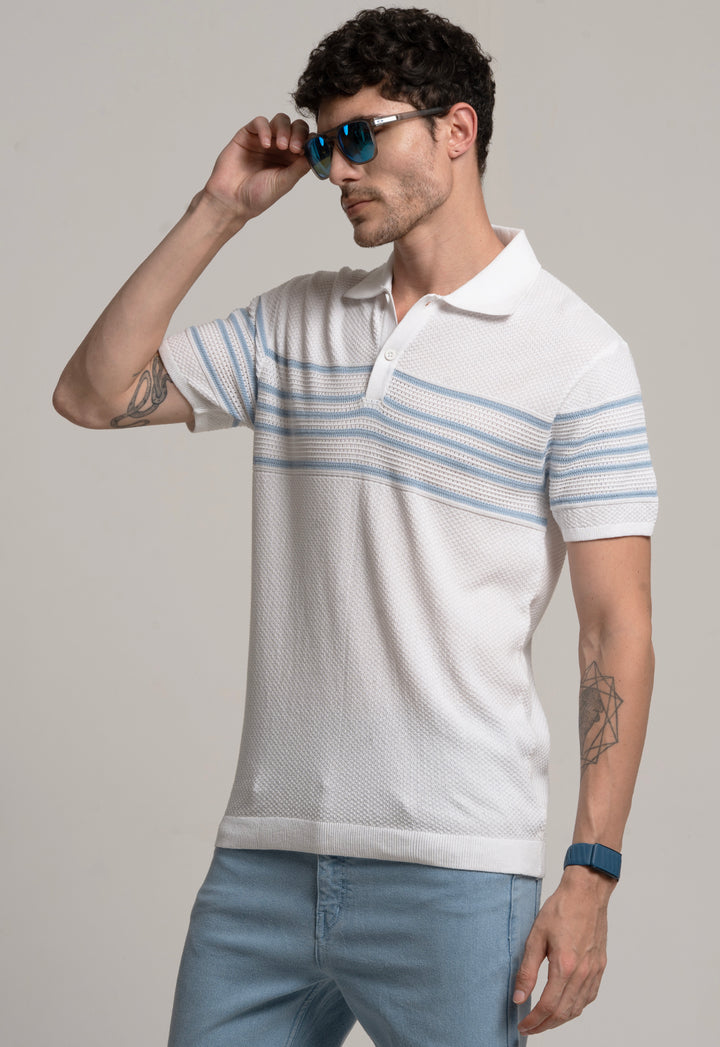 White Comfort Knit Polo T-Shirt
