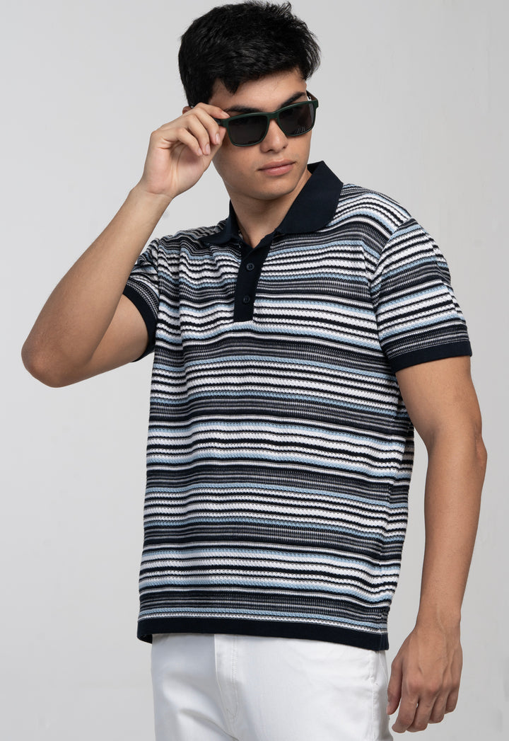 Classic Navy Knitted Polo T-Shirt