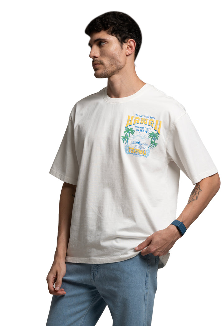 OVERSIZED GRAPHIC PRINT T-SHIRT - OFFWHITE