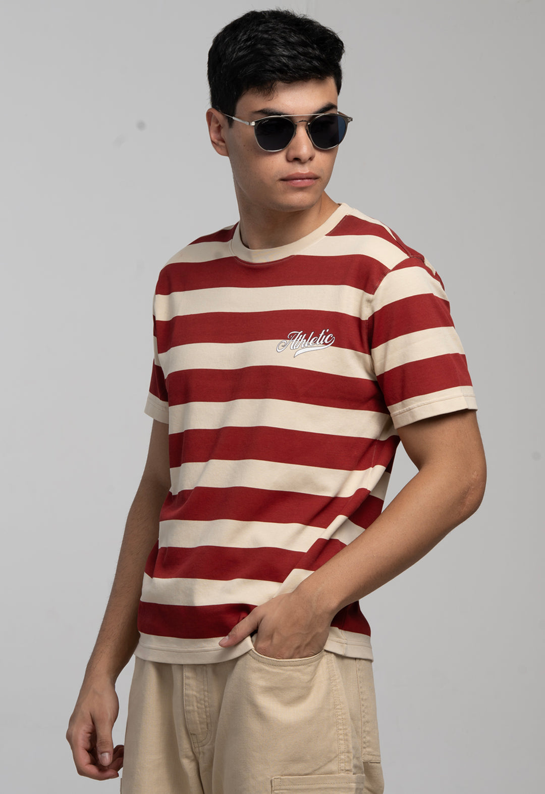Regular Fit striper T-shirt - Beige