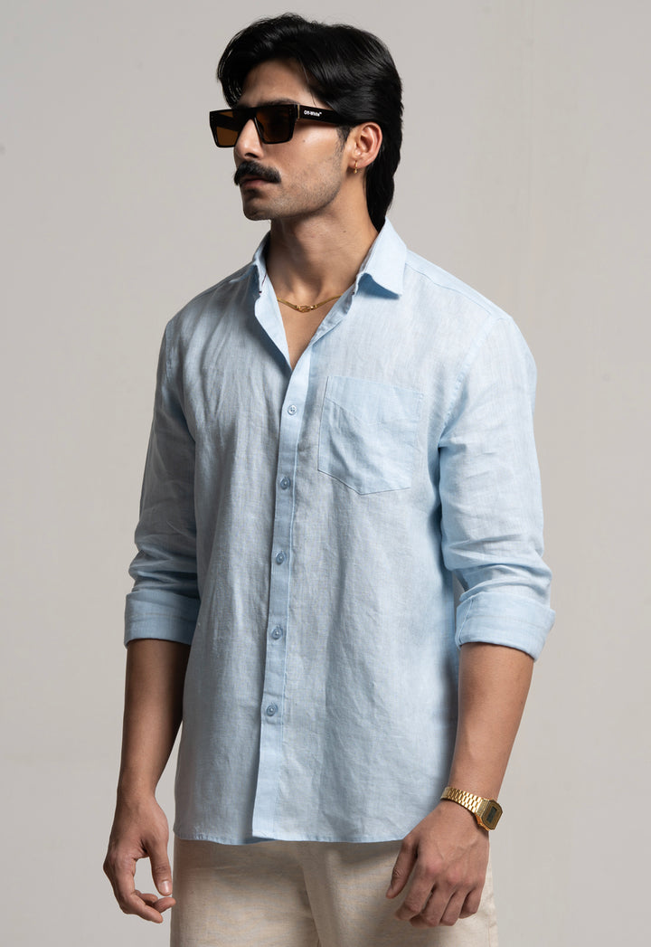 Classic 100% Linen Shirt - SKY