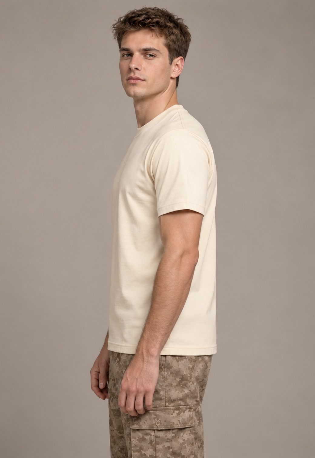BASIC REGULAR FIT T-SHIRT - BEIGE