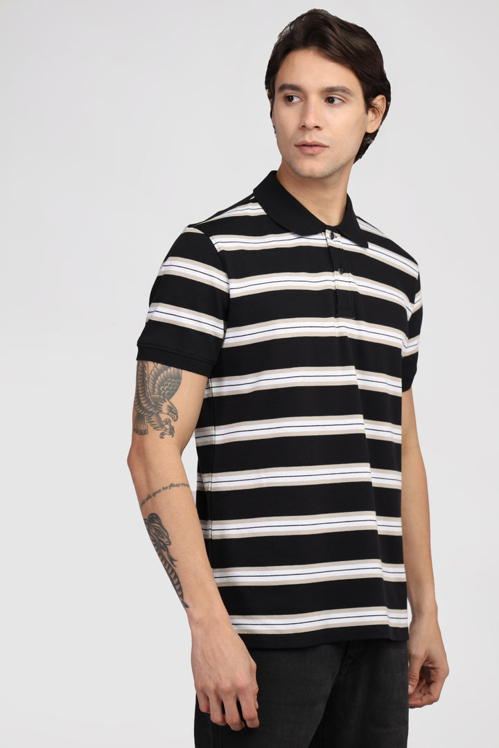 Striper Cotton Polo T-shirt