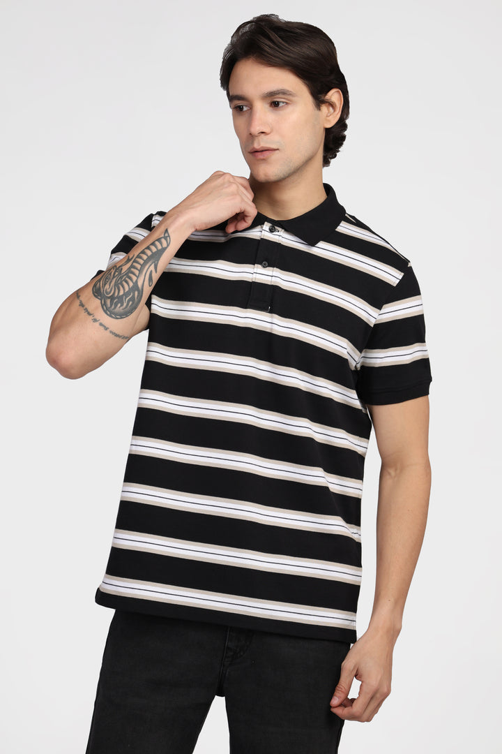 Striper Cotton Polo T-shirt