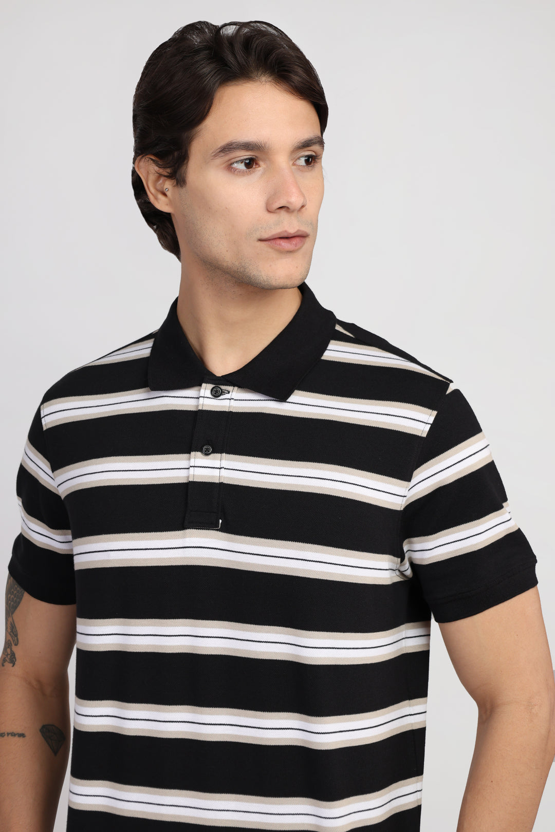Striper Cotton Polo T-shirt