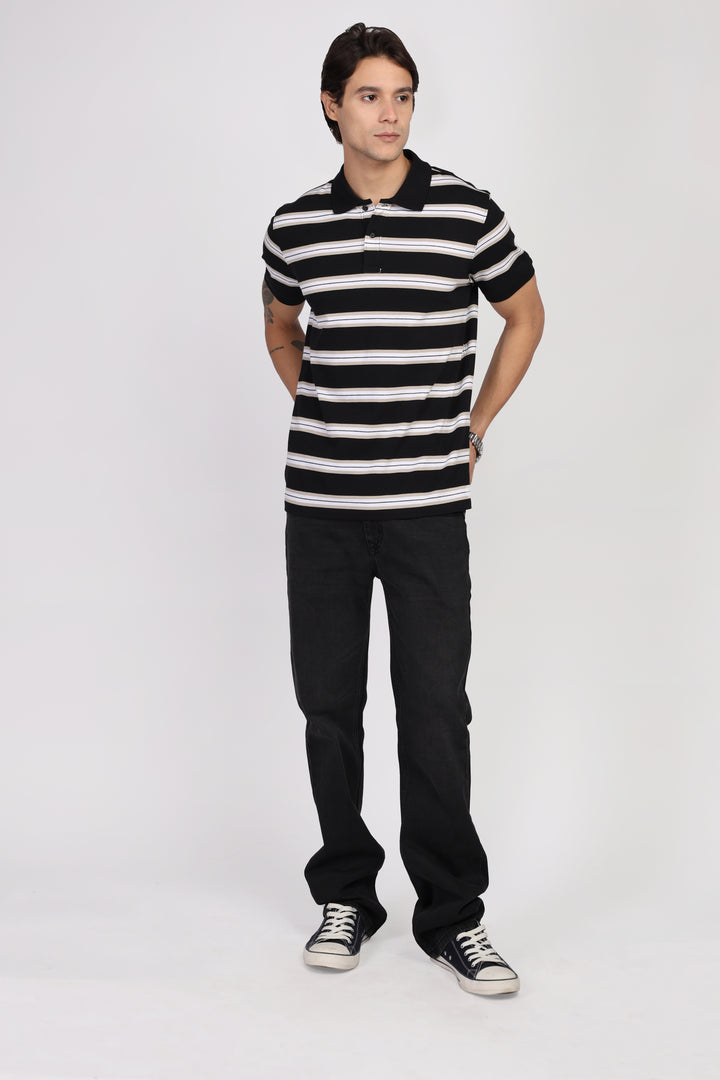 Striper Cotton Polo T-shirt
