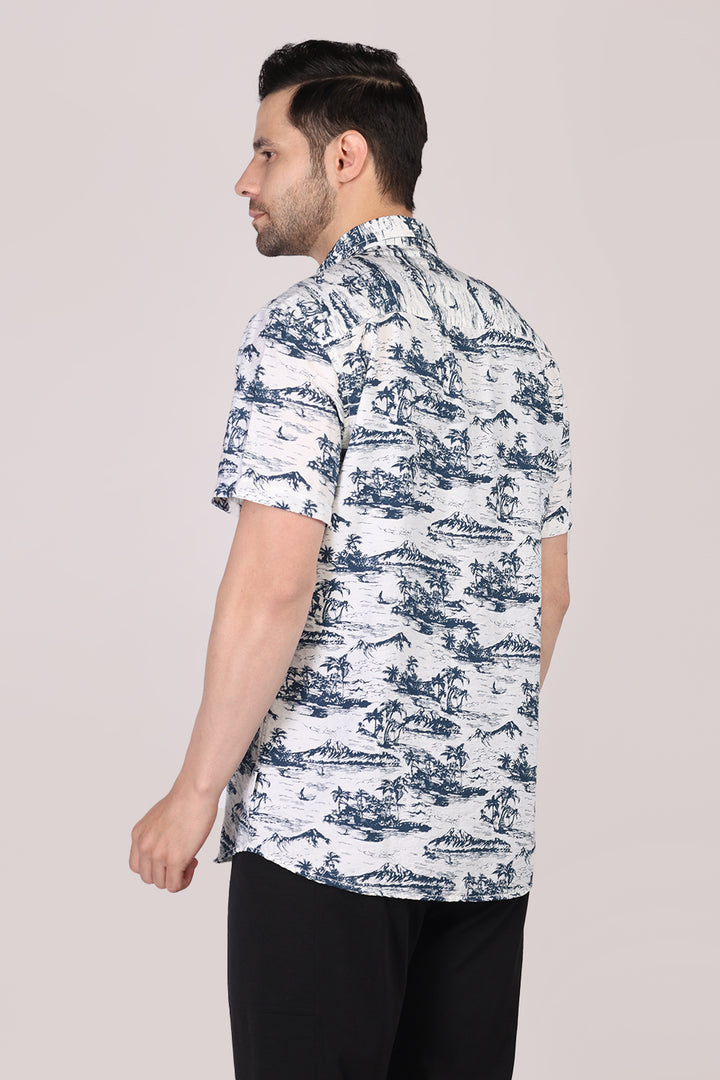 Men Cotton Half Sleeve All-Over Printed Casual Shirt