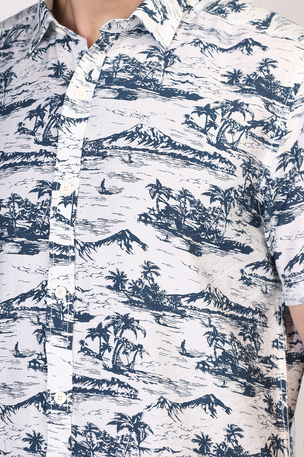 Men Cotton Half Sleeve All-Over Printed Casual Shirt