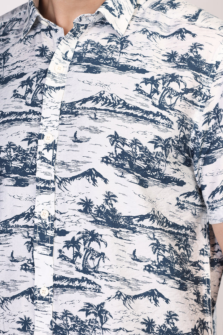 Men Cotton Half Sleeve All-Over Printed Casual Shirt