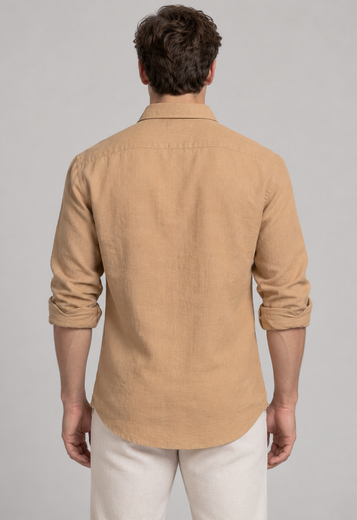 Classic 100% Linen Shirt – Khaki