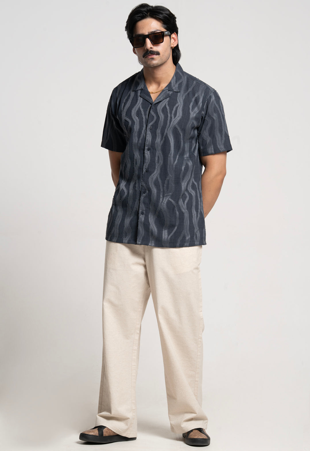Textured Shirt for Men - Anthra